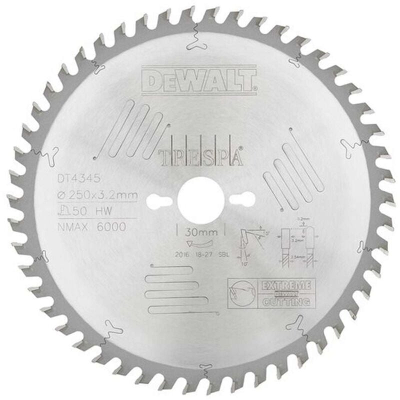 Accessori - Lama circolare 250x30 mm, 50 denti DT4345 - Dewalt