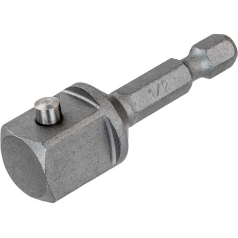 Dewalt – Adaptateur pour visseuses à chocs – Douille hexagonale 1/4'' à carrée 1/2'' – Longueur 52 mm – Compatible avec visseuses à percussion - DT7512-QZ