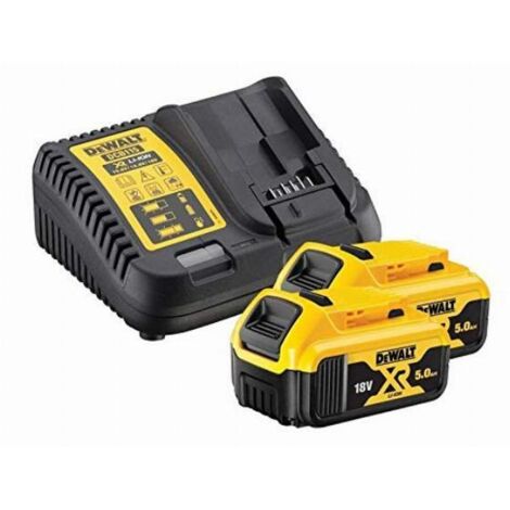 DEWALT B DCB184 XR - Batteria agli ioni di litio, 5,0 Ah, 18 V, confezione doppia + caricabatterie DCB115, colore: Giallo