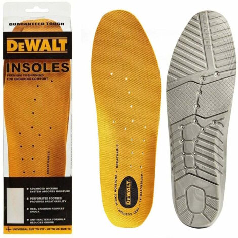 Dewalt Boot Insoles Odour Reducing Arch Support Cut to Size upto Size 12 - Pair