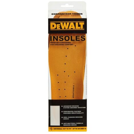 Dewalt Boot Insoles Odour Reducing Arch Support Cut to Size upto Size 12 - Pair