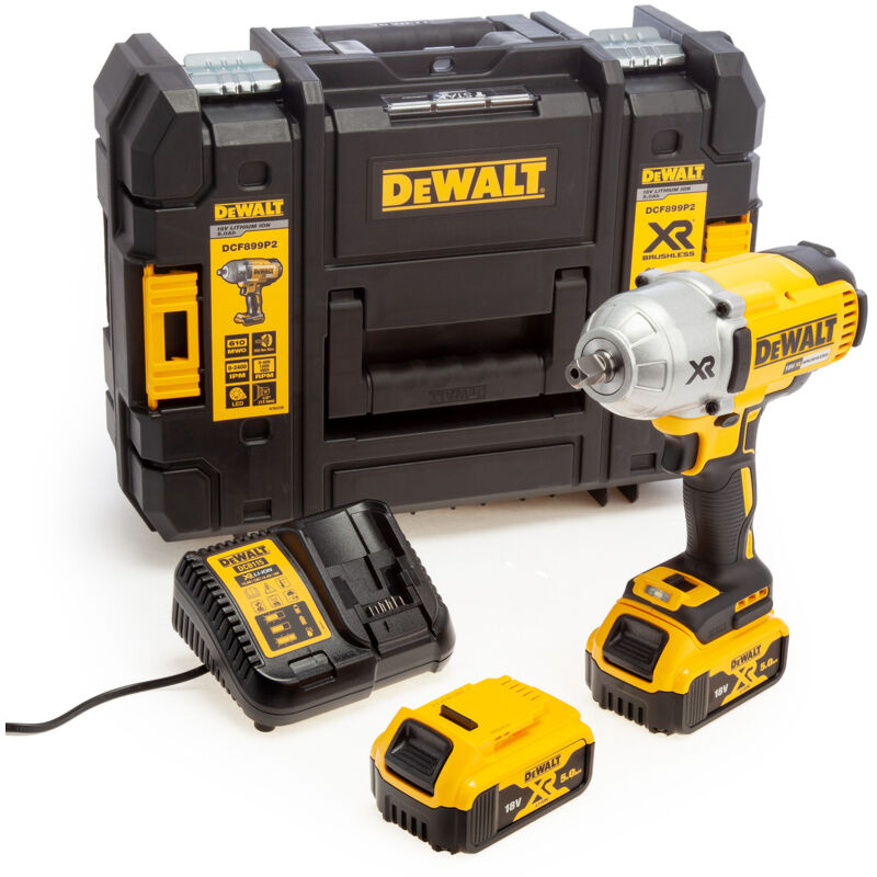 DEWALT Boulonneuse à chocs Brushless DCF899P2 950 Nm Livrée avec 2 batteries 18 V et chargeur voltage