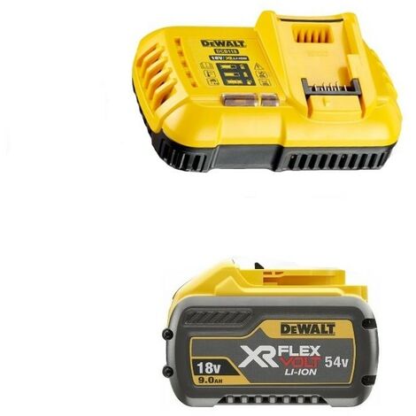 Dewalt – Chargeur pour électroportatif – DCB118X1 – Flexvolt Li-Ion 54V/18V 9,0 Ah – Système de diagnostic LED – Compatible machines XR - ION 1 X
