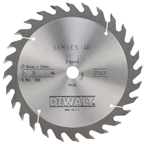 DEWALT Circular Saw Blade 184mm, 16mm Bore, 28 Teeth