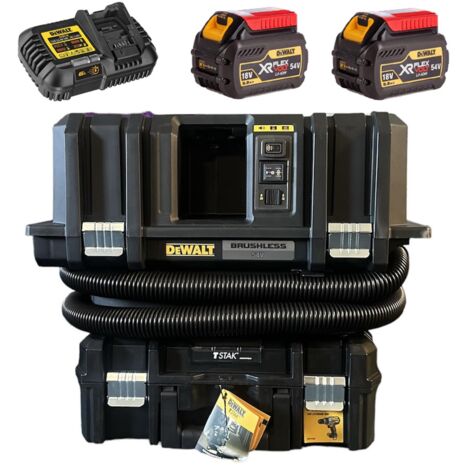 Dewalt Cordless XR FLexvolt M-Class Wet Dry Vacuum + 13.5L TStak Case 2x 6ah Kit
