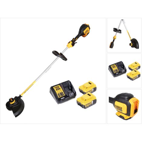 Dewalt – Coupe-bordures sans fil 18V Brushless – 2 batteries 5,0Ah – Vitesse 0-6000 rpm – Largeur de coupe 33 cm – Tête Bump-Feed