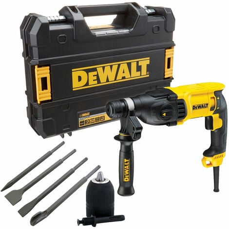 Dewalt D25133K 110V SDS+ Hammer Drill 26mm & 4 Piece Chisel Set + Keyless Chuck