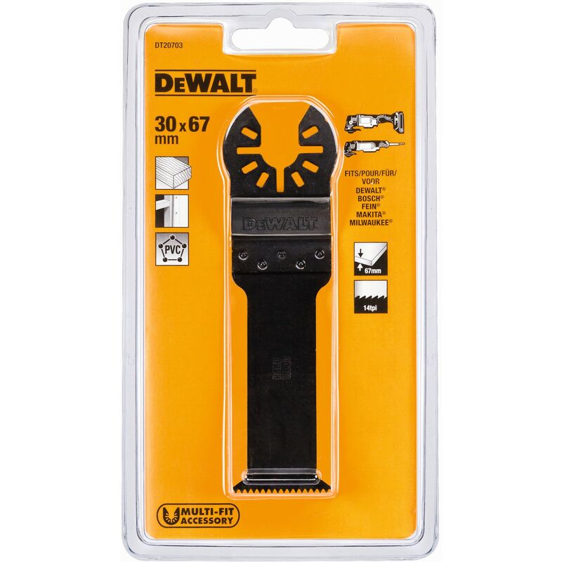 

DT20703-QZ Hoja de sierra para madera dura 30mm x 67mm para multi-herramienta oscillante - Dewalt