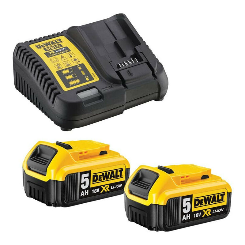 Pack de 2 batteries DEWALT DCB115P2 - XR 18V 5Ah Li-Ion avec chargeur