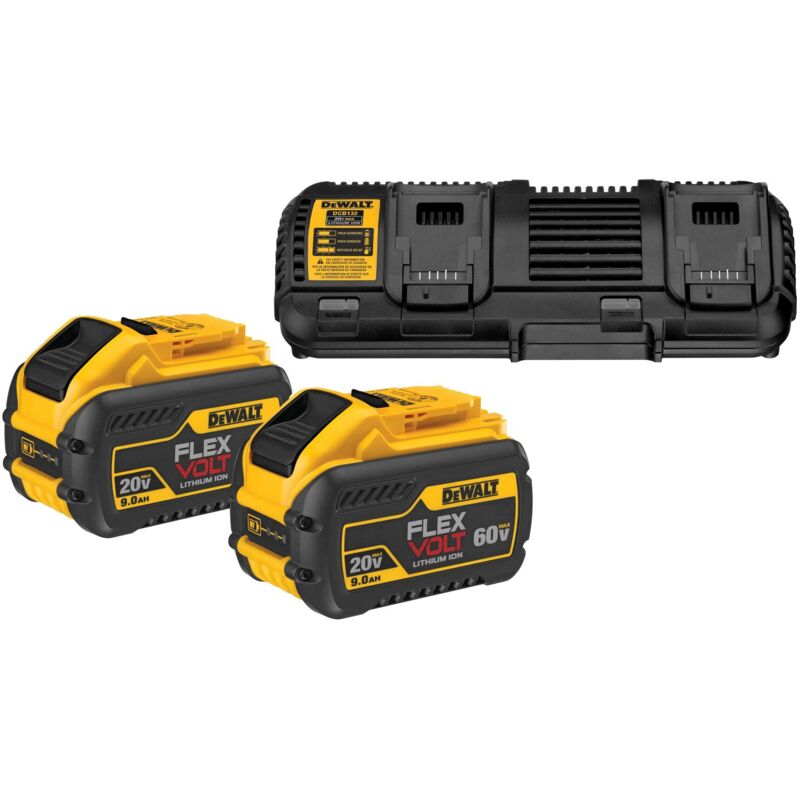 DeWALT Pack 2 batteries XR FLEXVOLT 18V54V 9Ah3Ah Li Ion + chargeur double Dewalt DCB132X2