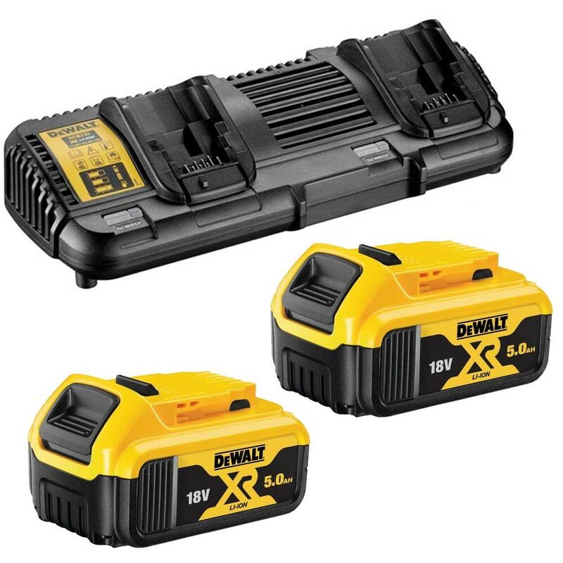 DCB184 5.0ah 18v xr Lithium Ion Battery Twin Pack + DCB132 Dual Charger - Dewalt