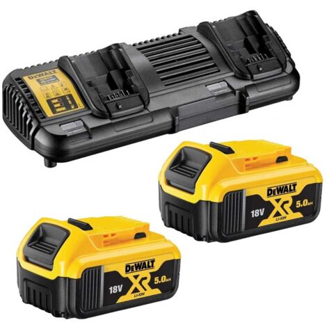 Dewalt DCB184 5.0ah 18v XR Lithium Ion Battery Twin Pack + DCB132 Dual Charger