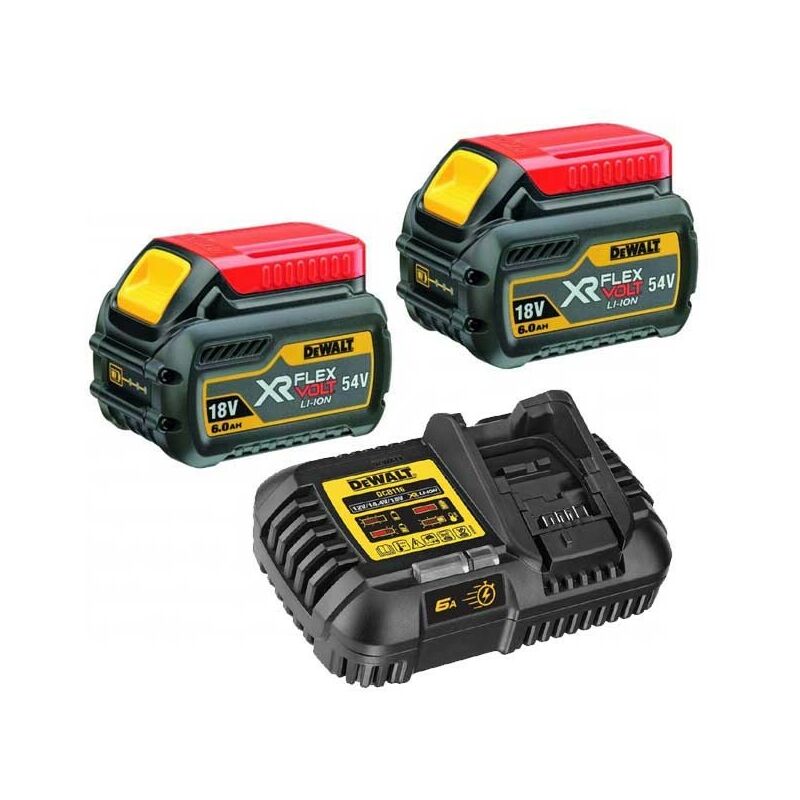 Dewalt DCB546 18v 54v XR Flexvolt 6.0ah Battery Twin Pack + DCB116 Fast ...