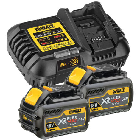 Dewalt DCB546 18v 54v XR Flexvolt 6.0ah Battery Twin Pack + DCB116 Fast Charger