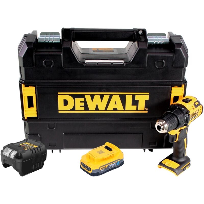 Dcd 708 E1T Perceuse-visseuse sans fil 18 v 65 Nm Brushless + 1x batterie Powerstack 1,7 Ah + chargeur + tstak - Dewalt