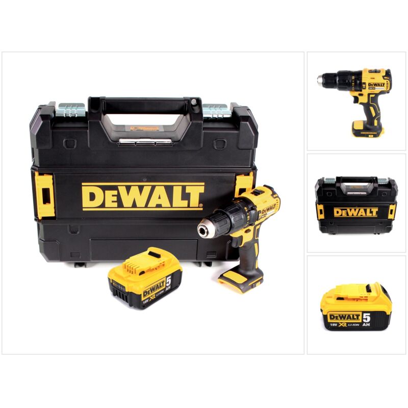Dcd 778 nt Perceuse visseuse à percussion sans fil 18V 65Nm + 1x Batterie 5,0 Ah + Coffret tstak - sans Chargeur - Dewalt