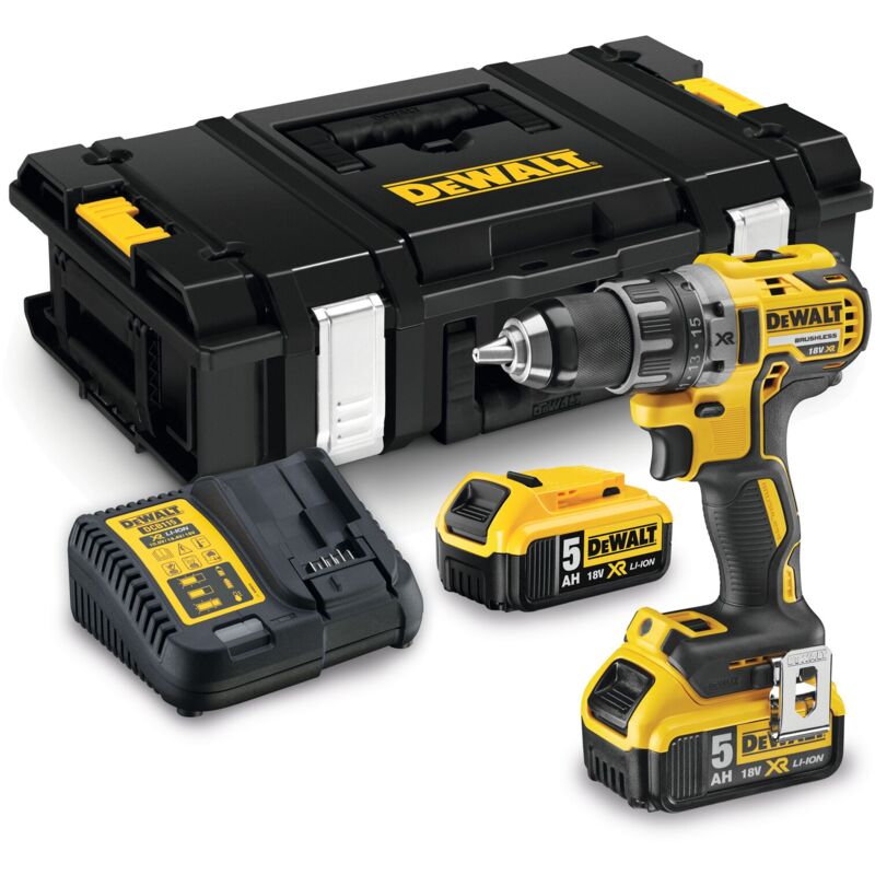 Trapano a batteria DeWalt DCD791P2 18V 2x 5,0 Ah + caricabatterie in confezione T-STAK