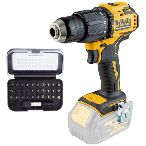 Dewalt DCD709N 18v XR Li-Ion Brushless Compact Combi Hammer Drill + 32pc Acc Set