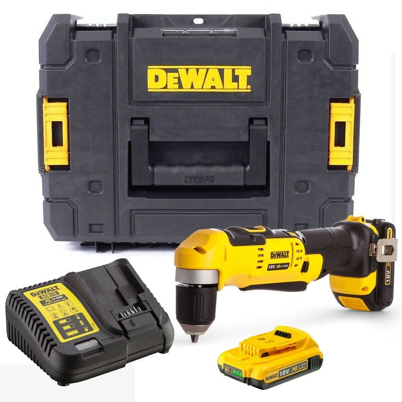 Dewalt - DCD740D2 18v XR 2 Speed Right Angle Drill Lithium -2 Battery Charger Case