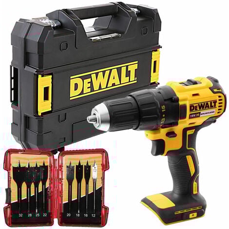 Dewalt DCD777N 18V Brushless Combi Drill & 8 Piece Flat Drill Bit Set in Tstak