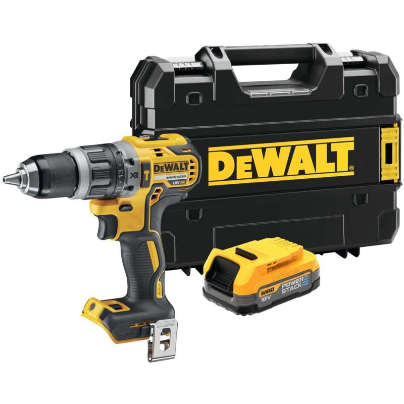 Dewalt - Outillage - Perceuse-visseuse sans fil 18V à percussion, 1 batterie 1,7 powerstack, sans chargeur DCD796E1T