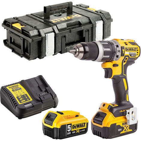 Dewalt DCD796N 18V Brushless Combi Drill 2 x 5.0Ah Batteries Charger & Tool Box:18V