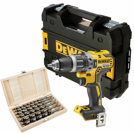 DeWalt DCD796N 18V Brushless Combi Hammer Drill + 6 Piece Auger Bit Set in Tstak