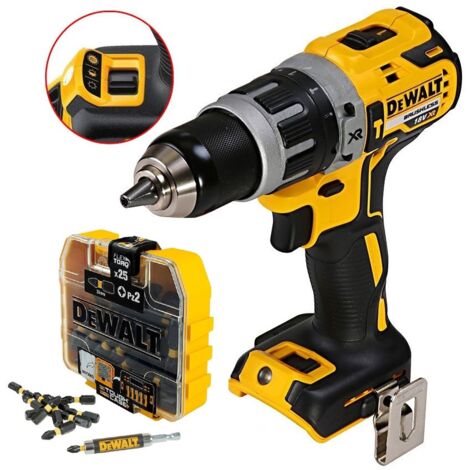 Dewalt DCD796N 18v XR Li-Ion Brushless Compact Combi Hammer Drill + 25PC Bit Set