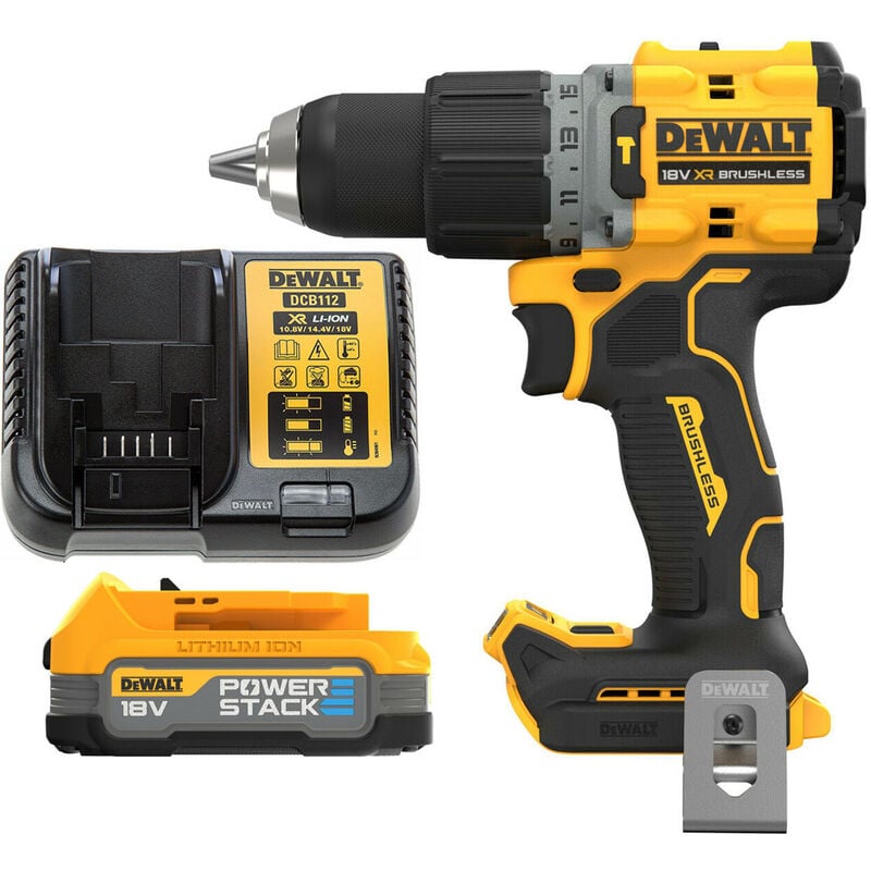DeWalt DCD805 18V Brushless Powerstack Combi Drill With 1 x 1.7Ah Battery & Charger