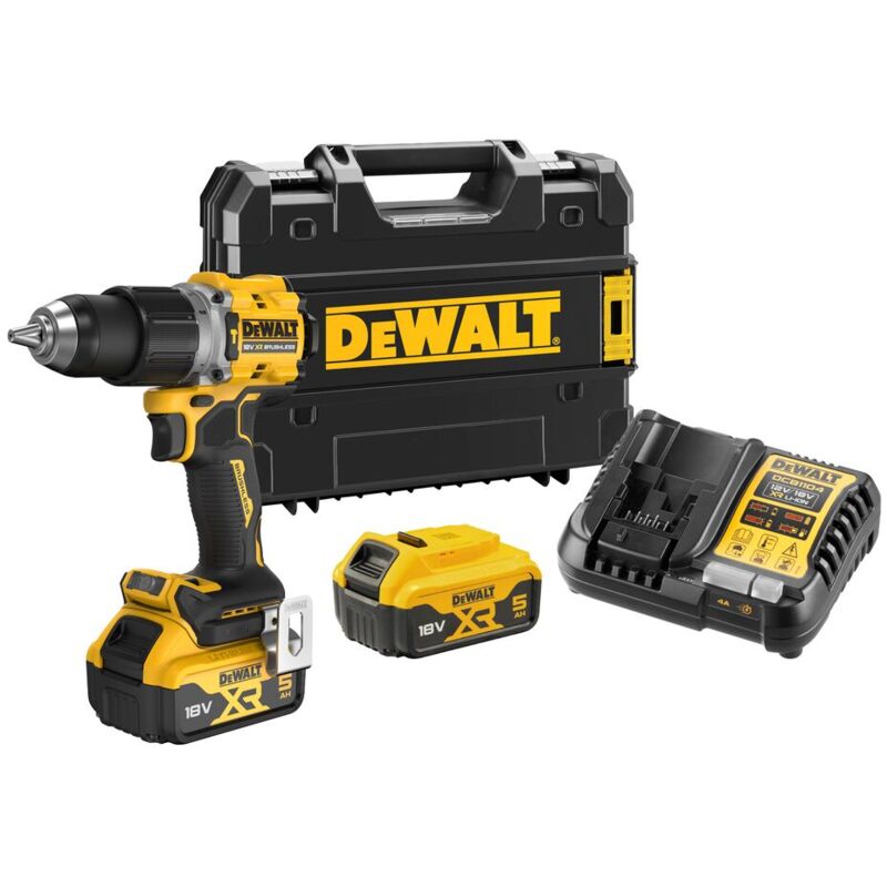 DeWALT DCD805P2T-GB 18V XR Brushless Hammer Drill Driver Kit - 2x 5.0Ah Batts, Charger & TSTAK Case