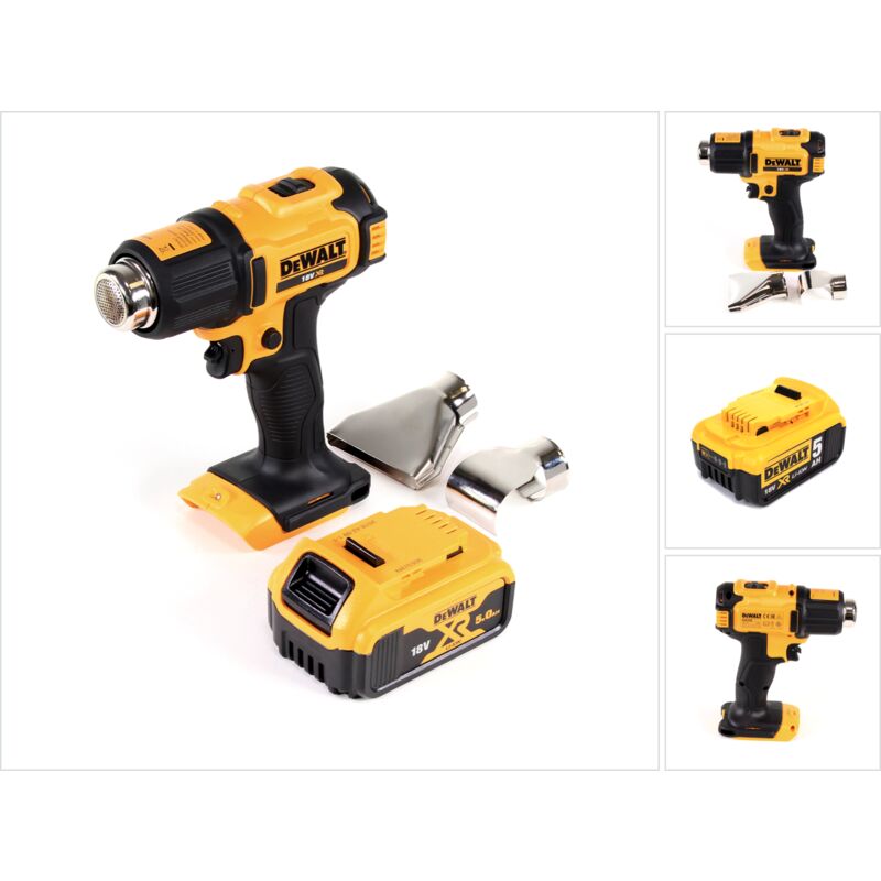 Dewalt dce 530 n Pistolet à air chaud sans fil 18V + 1x batterie 5 0Ah + réflecteur de surface sans chargeur
