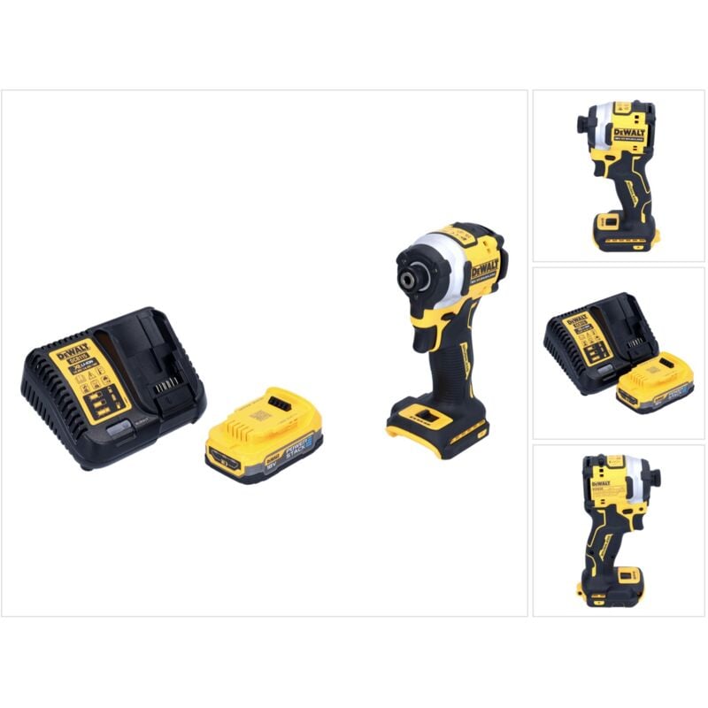 Dcf 850 E1 Clé à choc sans fil 18 v 205 Nm 1/4' Brushless + 1x batterie 1,7 Ah + chargeur - Dewalt
