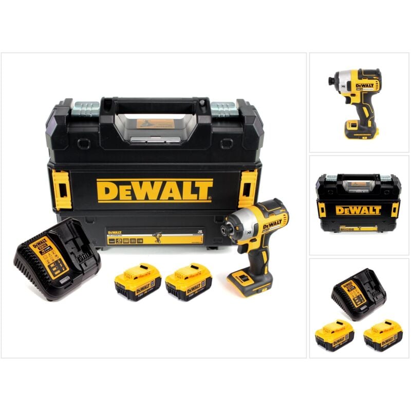 Dcf 887 M2 Visseuse à chocs sans fil 18V 205Nm 1/4' Brushless + 2x Batteries 4,0Ah + Chargeur rapide + Coffret de transport tstak - Dewalt