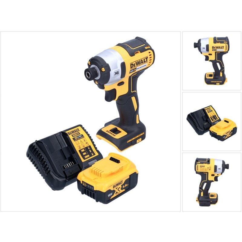 Dcf 887 P1 Clé à choc sans fil 18 v 205 Nm 1/4'' Brushless + 1x batterie 5,0 Ah + chargeur - Dewalt