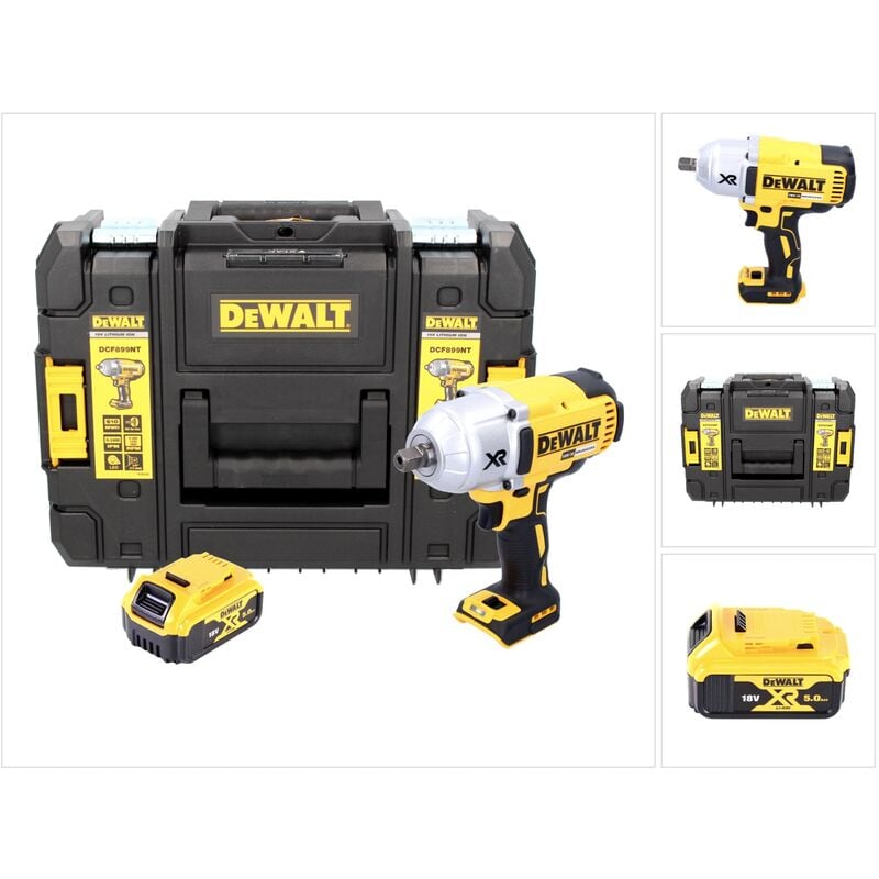 DeWalt DCF 899 18 V Boulonneuse à chocs sans fil Brushless 950 Nm 1/2" avec boîtier TSTAK + 1 x DCB 184 5,0 Ah Batterie