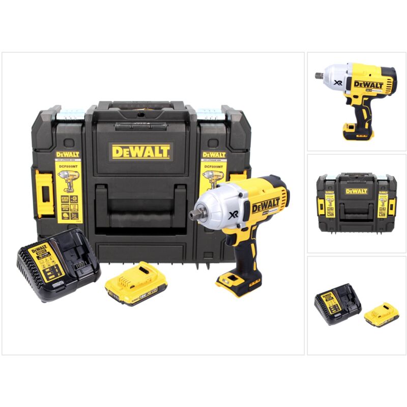 

Dewalt - DCF 899 D1 Llave de impacto a batería XR 18V en maletín TSTAK + 1x Batería DCB 183 2,0 Ah + Cargador DCB 115
