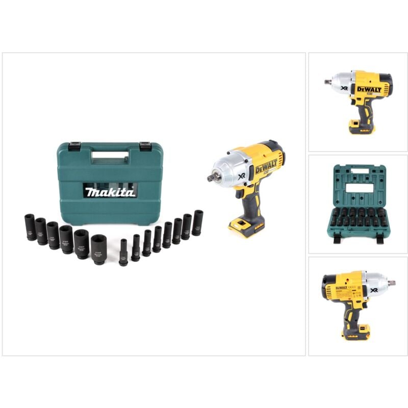 Dewalt - dcf 899 n 1/2' Clé à chocs sans fil 18 v Brushless + 14-Pièces Jeu de douilles Makita B-52308 - sans Batterie sans Chargeur