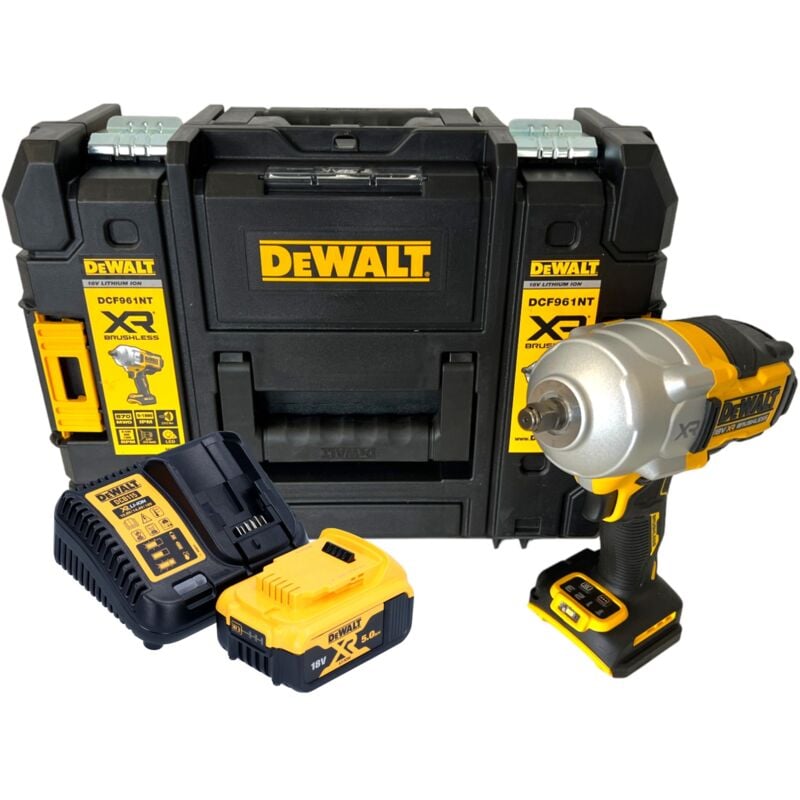 Dcf 961 P1T Clé à choc 18 v 1632 Nm 1/2'' Brushless + 1x batterie 5,0 Ah + chargeur + tstak - Dewalt