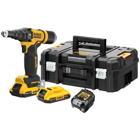 DeWalt DCF403D2T 18v XR 3/16 (4.8mm) Brushless Riveter - 2 x 2Ah Batts, Charger & TSTAK II Case