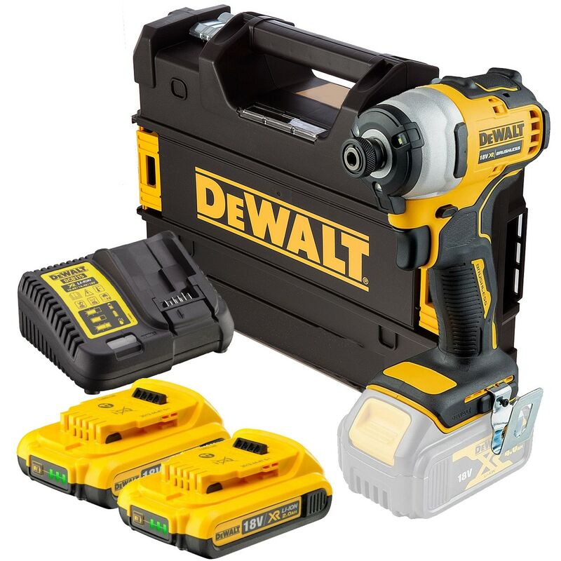 DCF809D2 18v xr Brushless Impact Driver - 2x2.0ah Batteries Charger Tstak - Dewalt