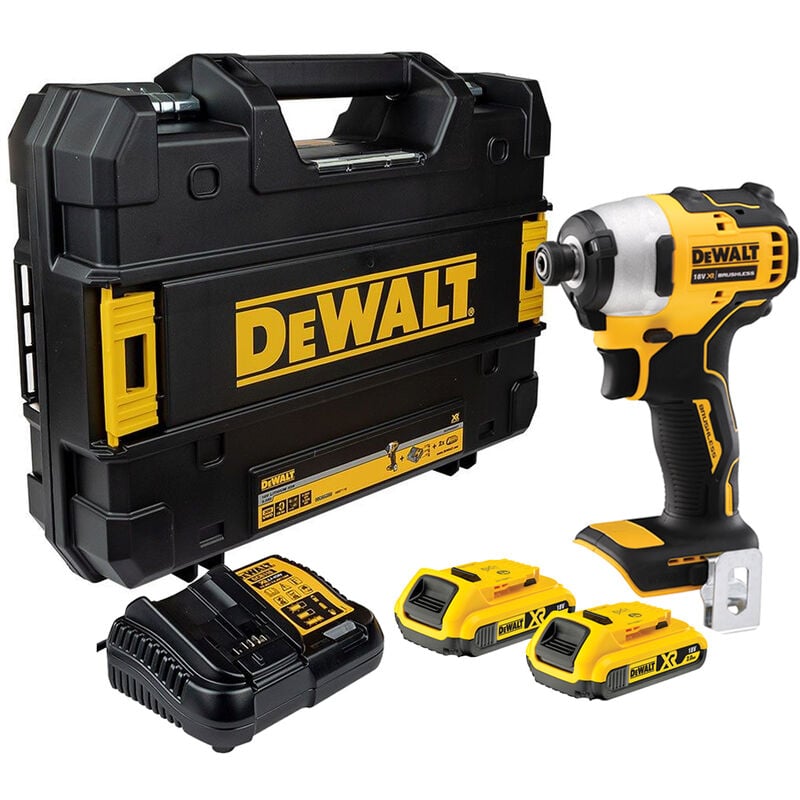 Dewalt - DCF809D2T 18V XR Brushless Compact Impact Driver With 2 x 2.0Ah Batteries, Charger & Case