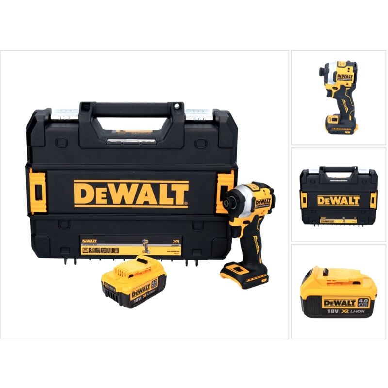 DCF850 Visseuse à choc sans fil 205 Nm 1/4' 18V Brushless + 1x Batterie 4,0Ah + Coffret tstak - sans chargeur - Dewalt