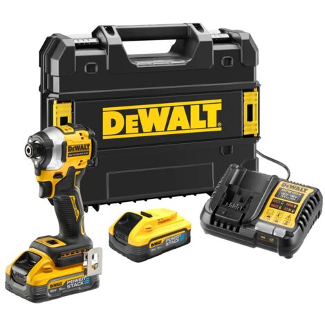 DeWALT DCF850H2T 18V XR Ultra Compact Brushless Impact Driver, 2 x 5Ah Powerstack Batteries, Charger &amp TSTAK Case