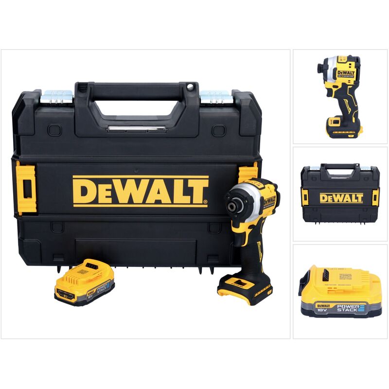 DCF850NT Visseuse à choc sans fil 205Nm 1/4' 18V Brushless + 1x Batterie 1,7Ah + Coffret tstak - sans chargeur - Dewalt