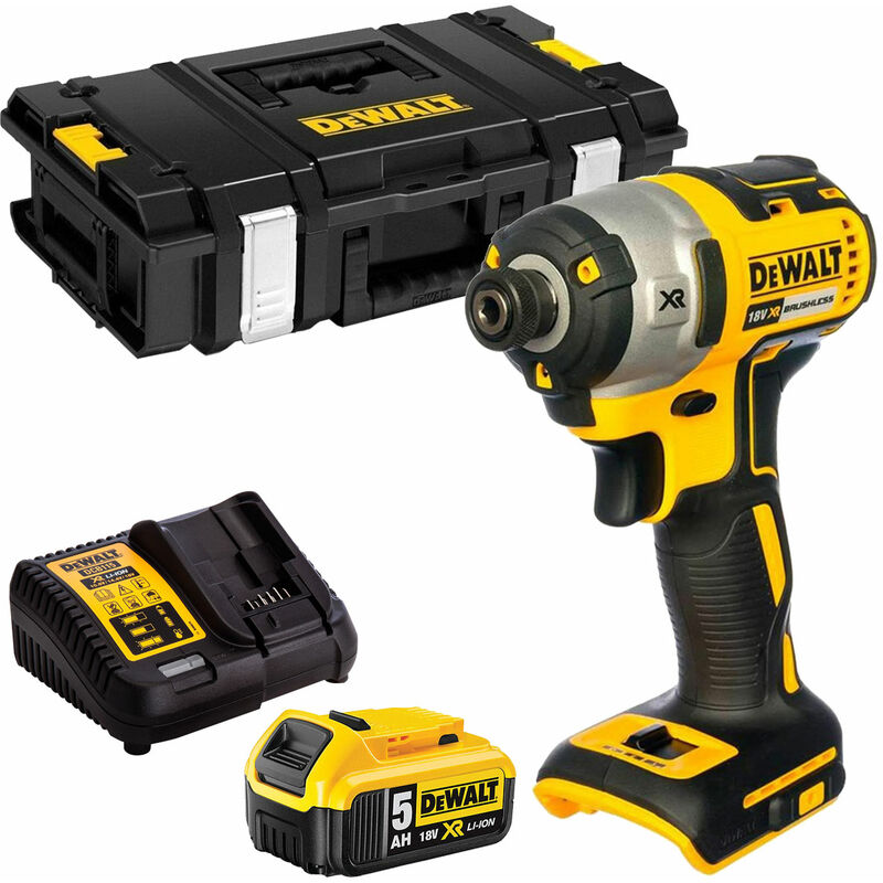 DCF887N 18V Brushless Impact Driver with 1 x 5.0Ah Battery Charger & Case - Dewalt