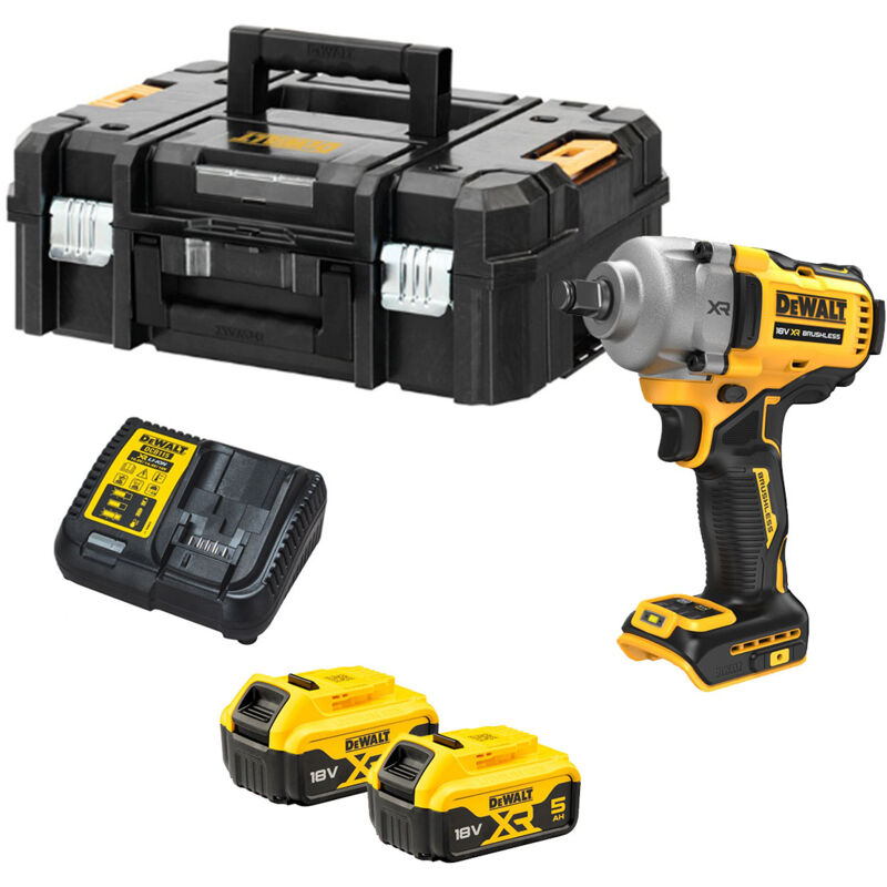 DCF891P2T-GB xr 18V Brushless 1/2' Impact Wrench With 2 x 5Ah Batts, Charger And Case - Dewalt