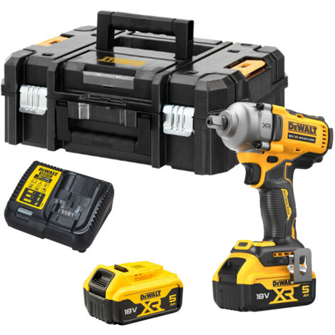 DeWalt DCF892P2T 18V XR BL 1/2 Compact High Torque Wrench - 2 x 5Ah Batts, Charger &amp TSTAK II Case