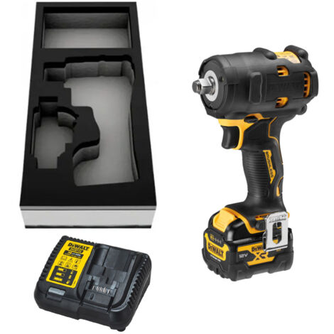 DeWalt DCF901P1G 12V XR Brushless 1/2" Impact Wrench GFN Auto Kit - 1x DCB126G Oil Resistant 5Ah Battery, Charger, Rubber Housing Protector & Foam Inlay