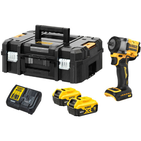 DeWalt DCF923P2T 18v XR Brushless Compact 3/8″ Impact Wrench Hog Ring Anvil Kit - 2x 5Ah Batteries, Charger & TSTAK II Case