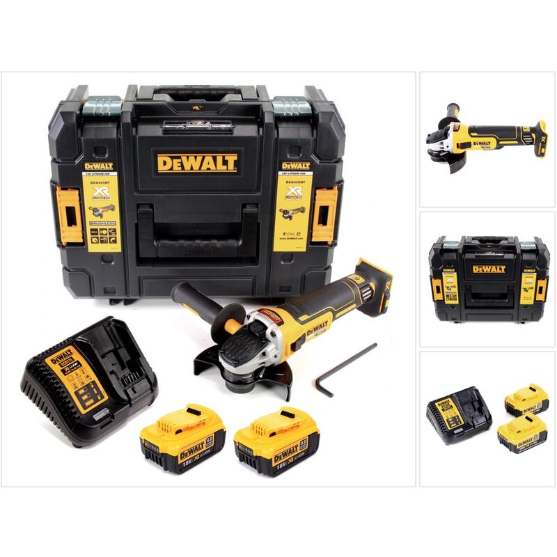 DeWalt DCG 405 M2 18 V 125 mm Meuleuse sans fil Brushless avec boîtier TStak + 2x Batteries 40 Ah + Chargeur